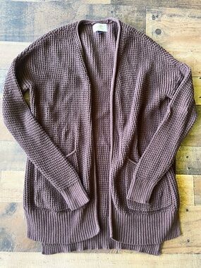 Women's Universal Thread Waffle Knit Open Cardigan Sweater | S